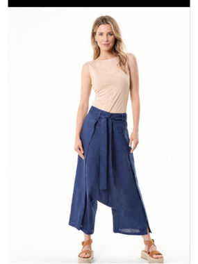 Women's FABI Blue Cropped Wrap Pants M